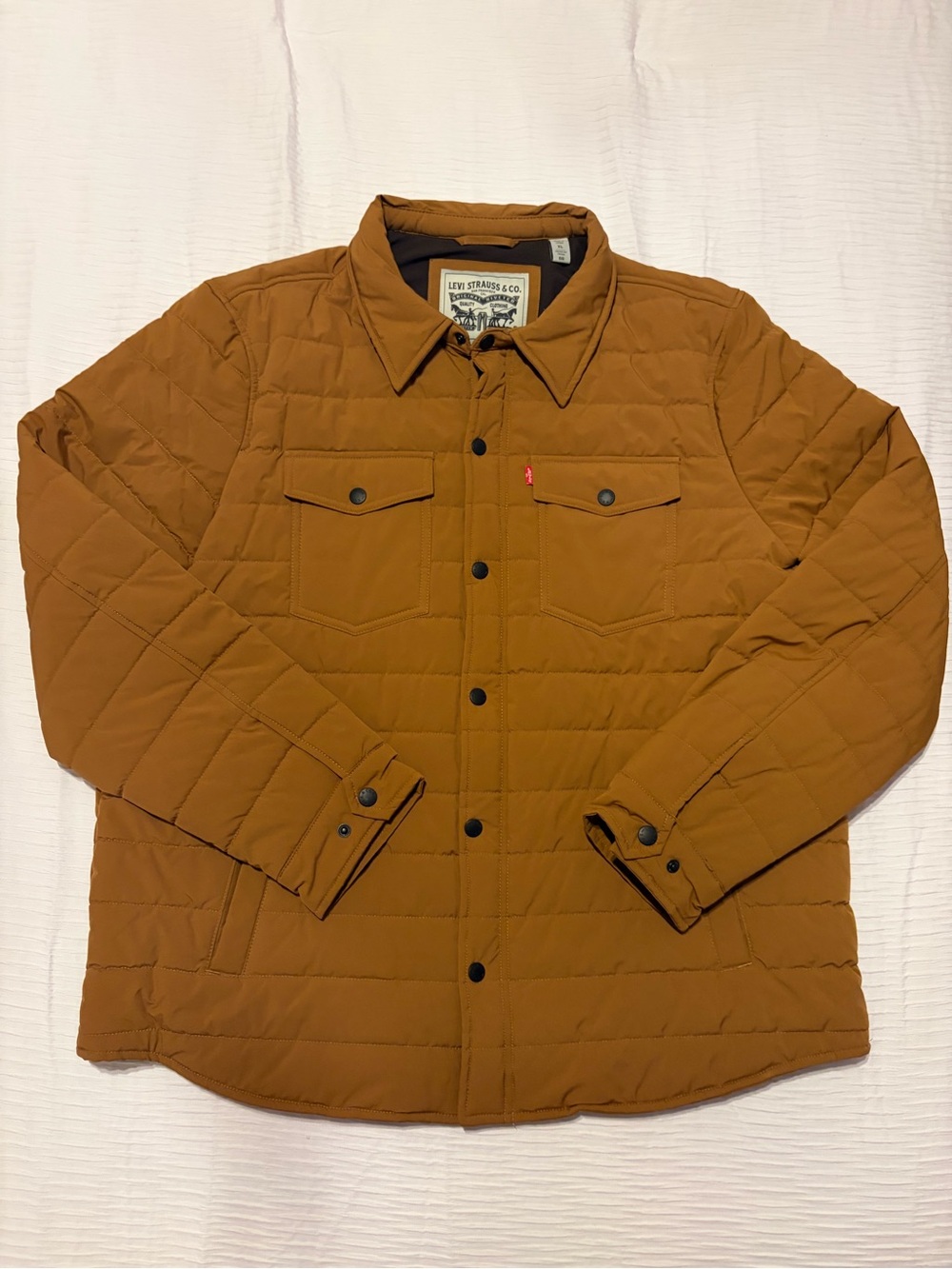 Levi's Men's Quilted Puffer Jacket in Rust Brown